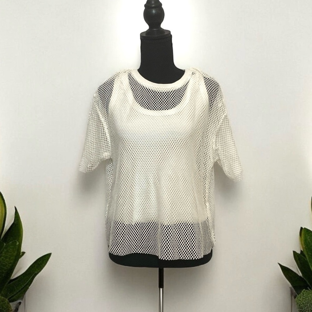 NWT Kendall + Kylie White Mesh Top M